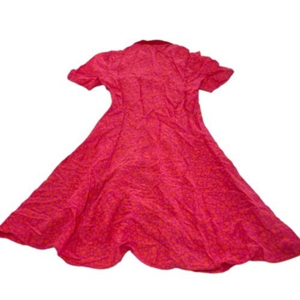 Tara‎ Jarmon Dress Womens 44 Pink Orange Rozenn Heart Print Polo Midi - Picture 4 of 15